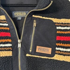 PENDLETON RIDGELINE STRIPED SHERPA FLEECE FULL ZIP VEST MOUNT STRIPE SZ XXL